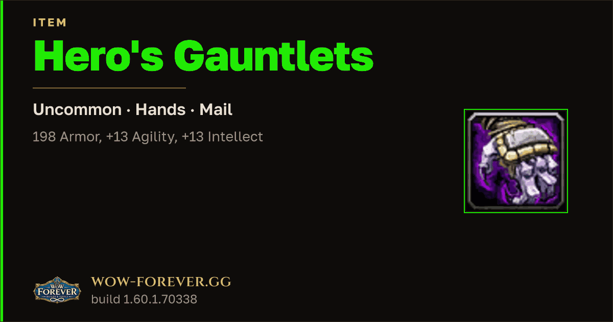 The preview card for Hero's Gauntlets