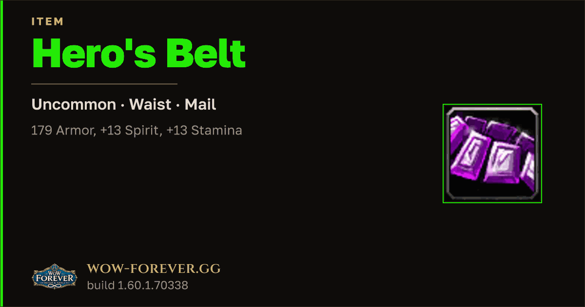 The preview card for Hero's Belt