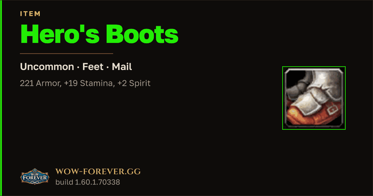 The preview card for Hero's Boots