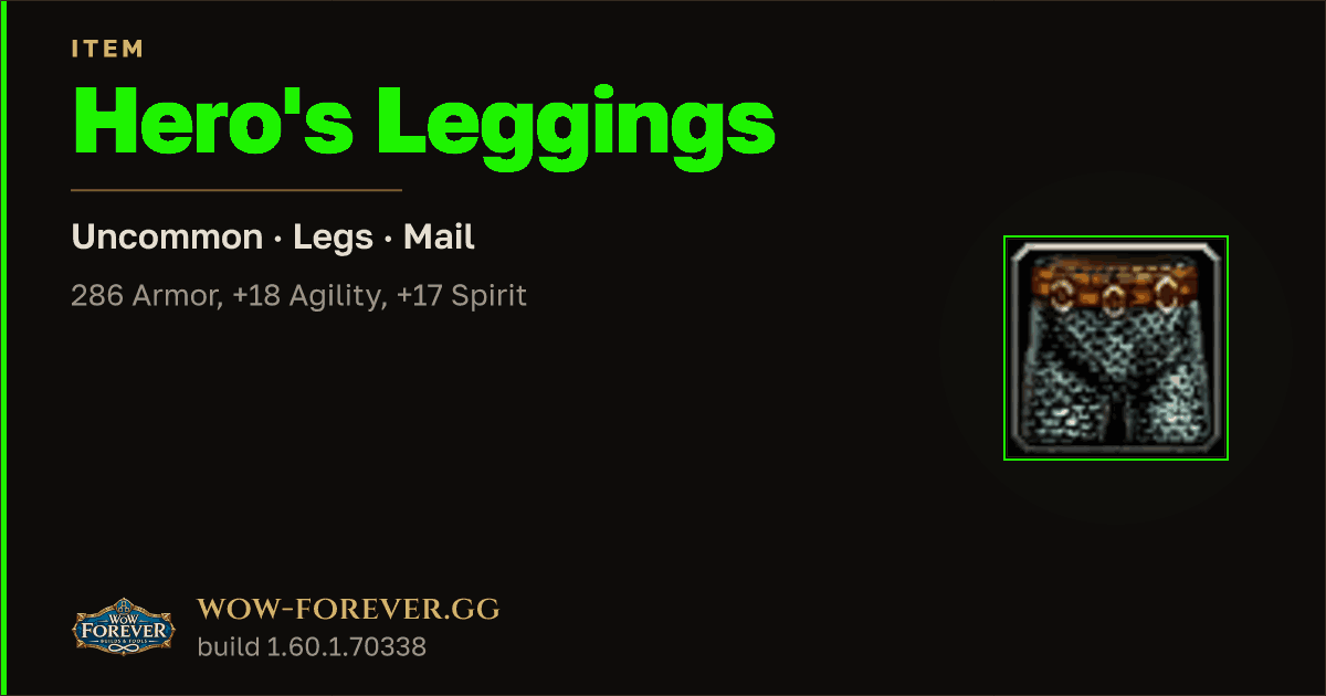 The preview card for Hero's Leggings