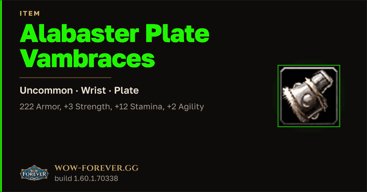 The preview card for Alabaster Plate Vambraces