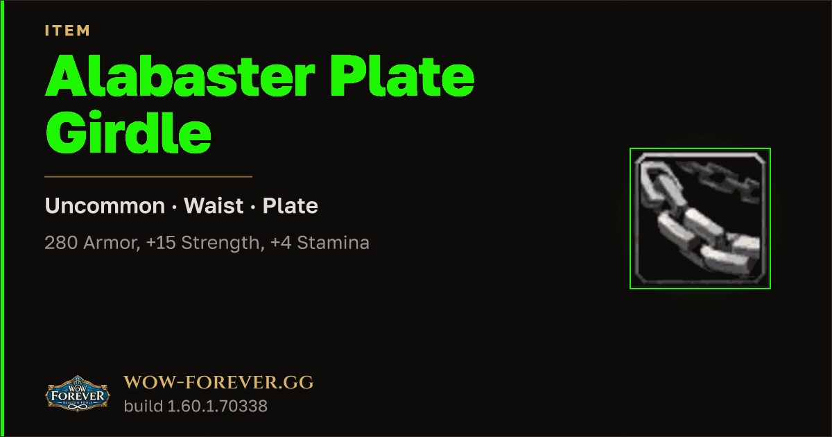 The preview card for Alabaster Plate Girdle