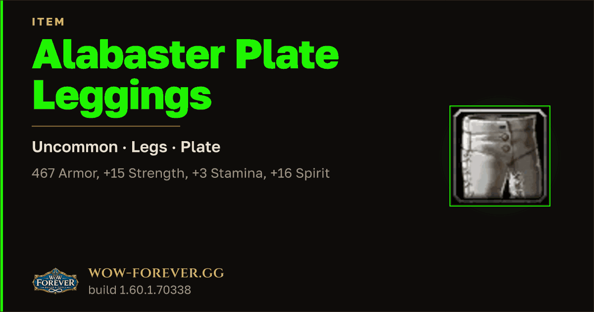 The preview card for Alabaster Plate Leggings
