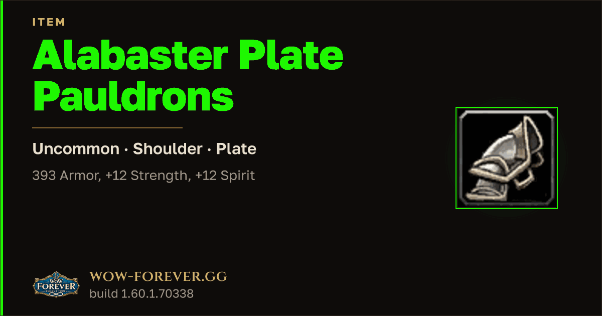 The preview card for Alabaster Plate Pauldrons