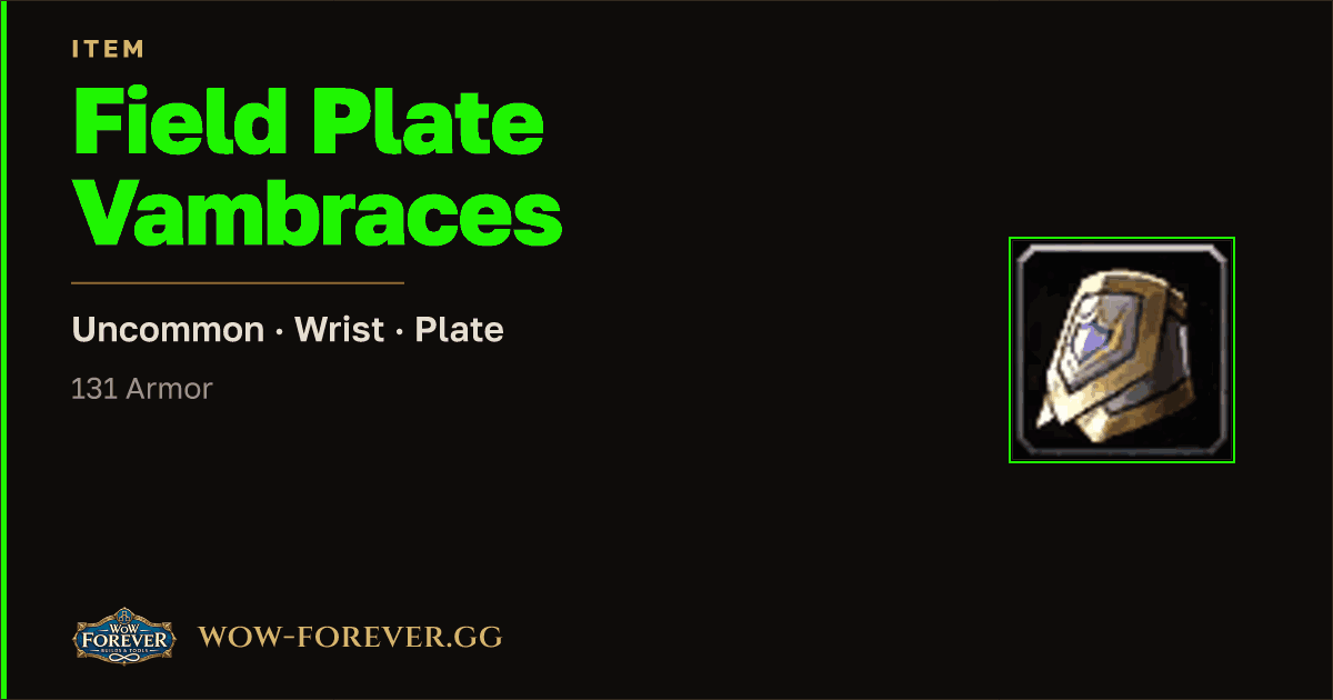 The preview card for Field Plate Vambraces