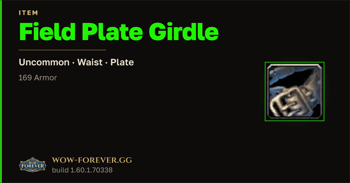 The preview card for Field Plate Girdle
