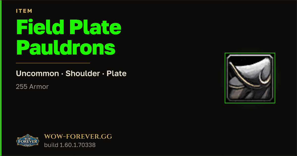 The preview card for Field Plate Pauldrons