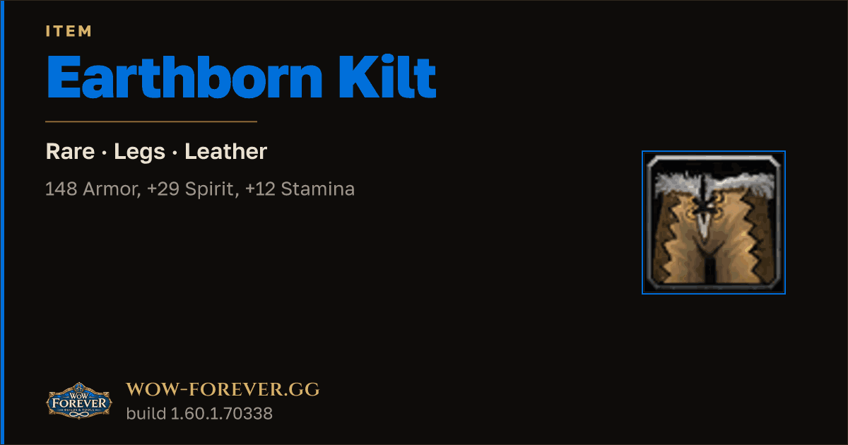 The preview card for Earthborn Kilt