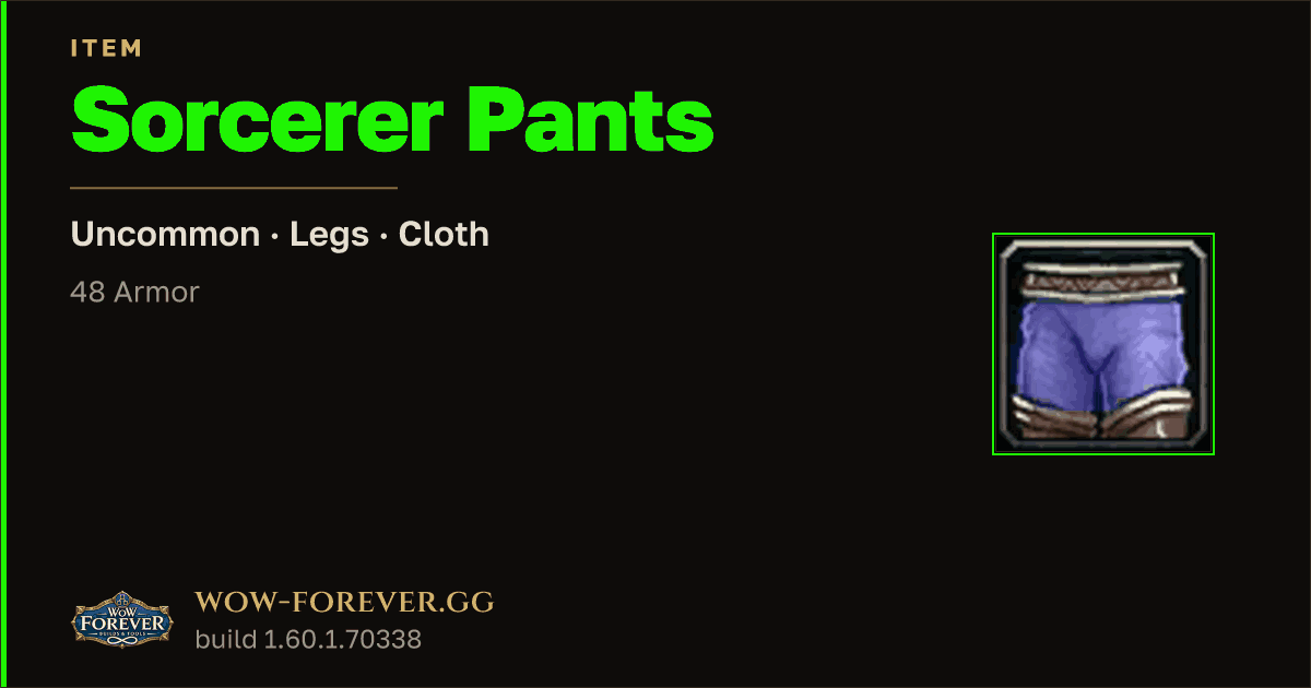 The preview card for Sorcerer Pants