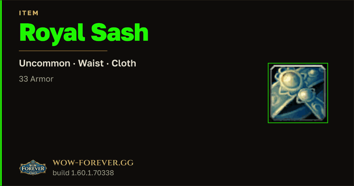 The preview card for Royal Sash