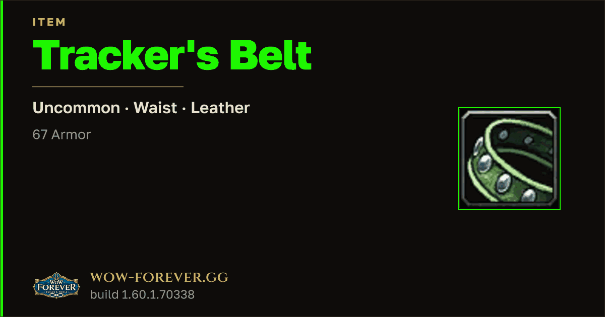 The preview card for Tracker's Belt