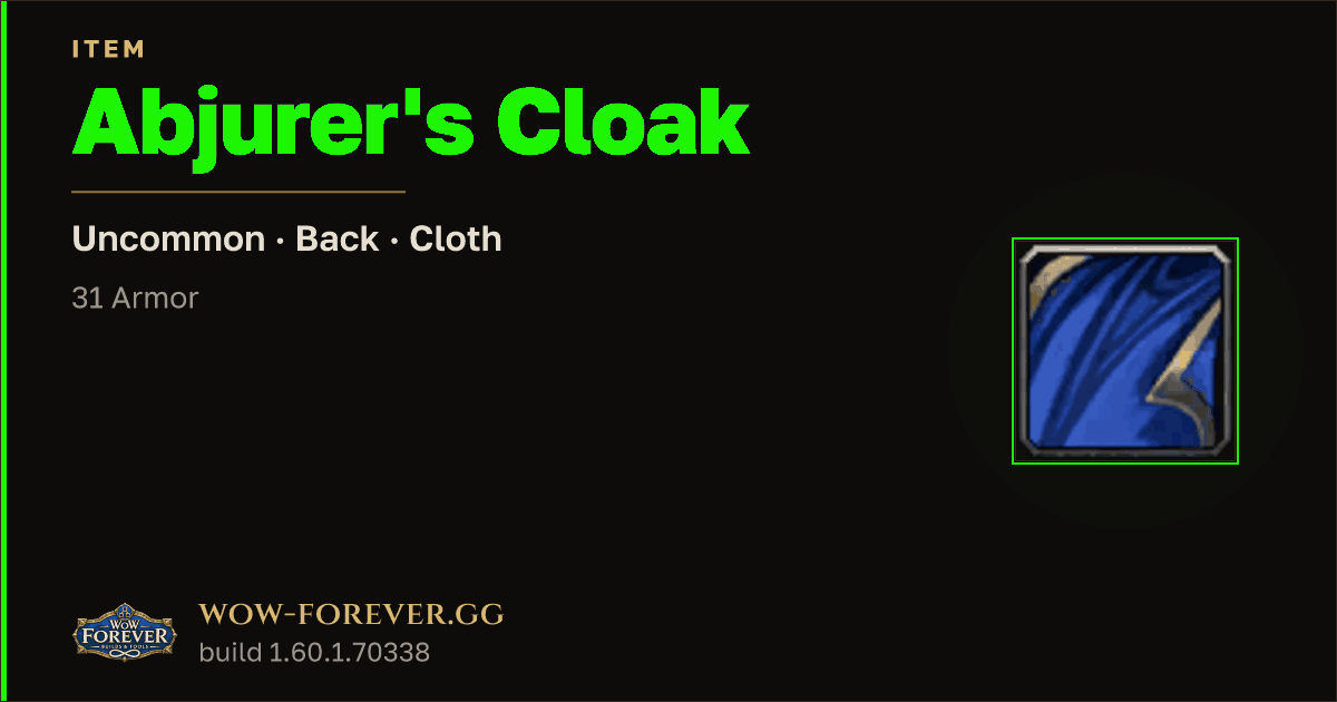The preview card for Abjurer's Cloak