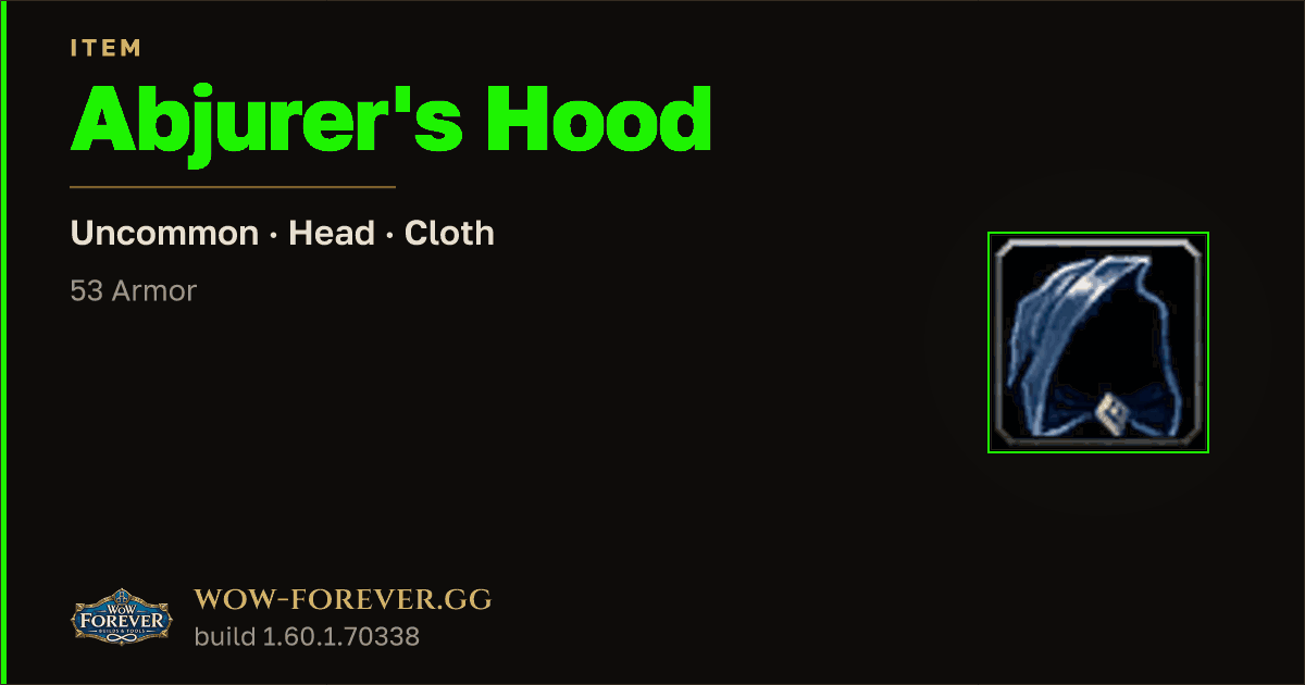 The preview card for Abjurer's Hood