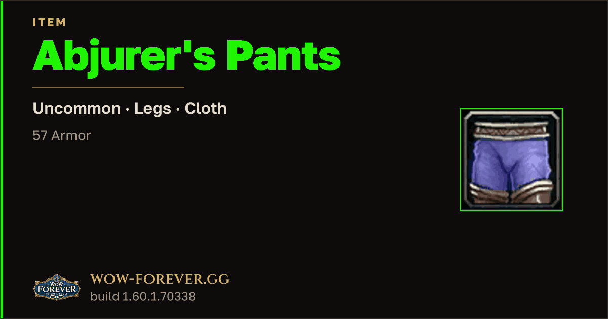 The preview card for Abjurer's Pants