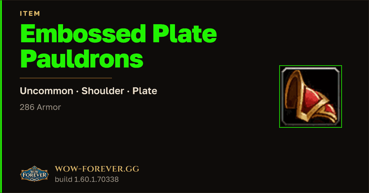 The preview card for Embossed Plate Pauldrons