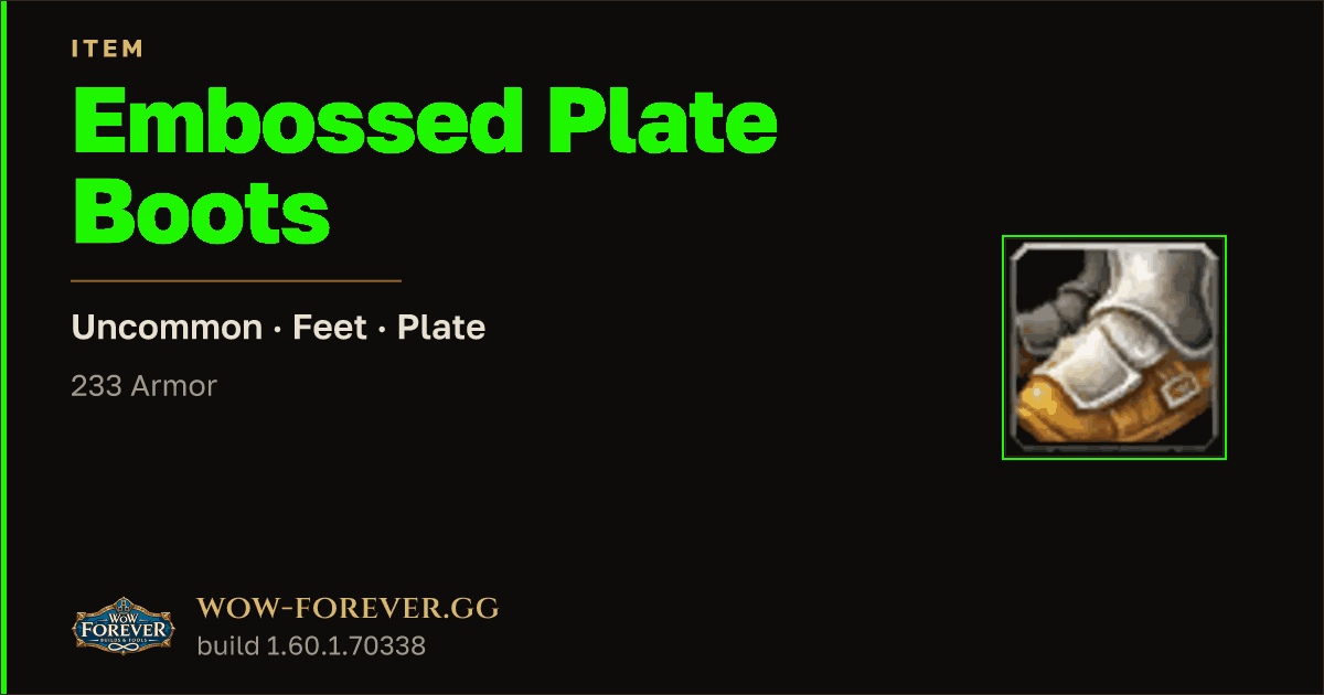 The preview card for Embossed Plate Boots