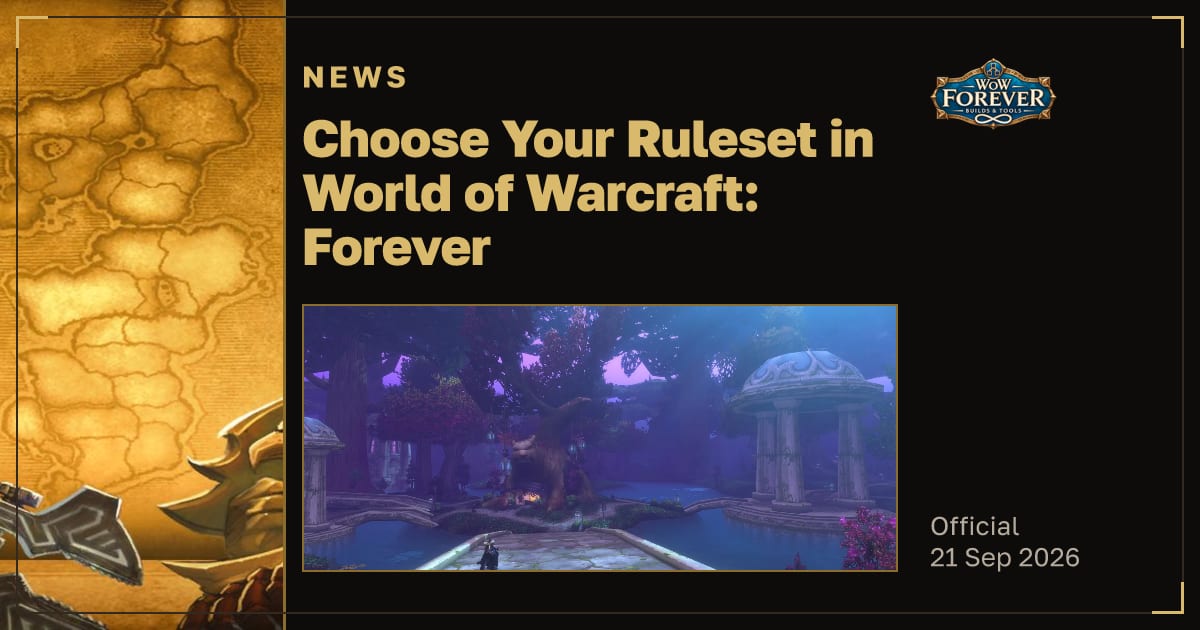 The preview card for Choose Your Ruleset in World of Warcraft: Forever