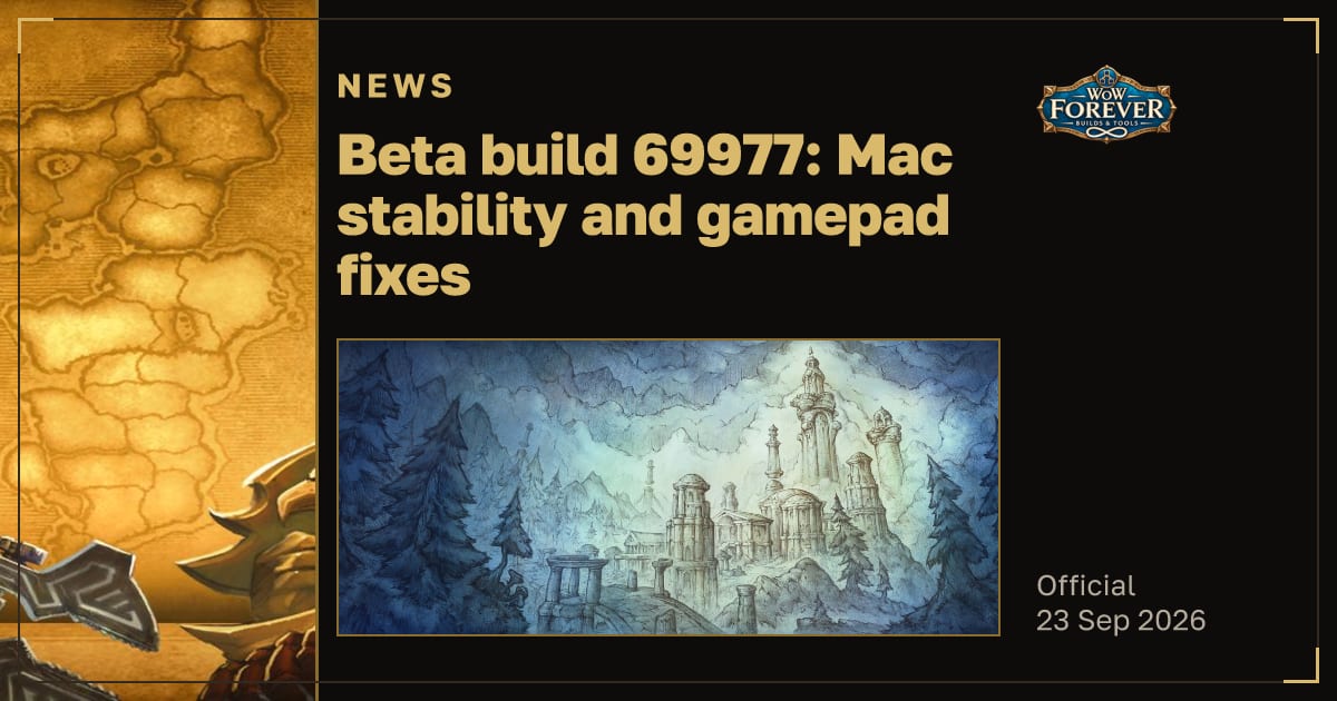 The preview card for Beta build 69977: Mac stability and gamepad fixes