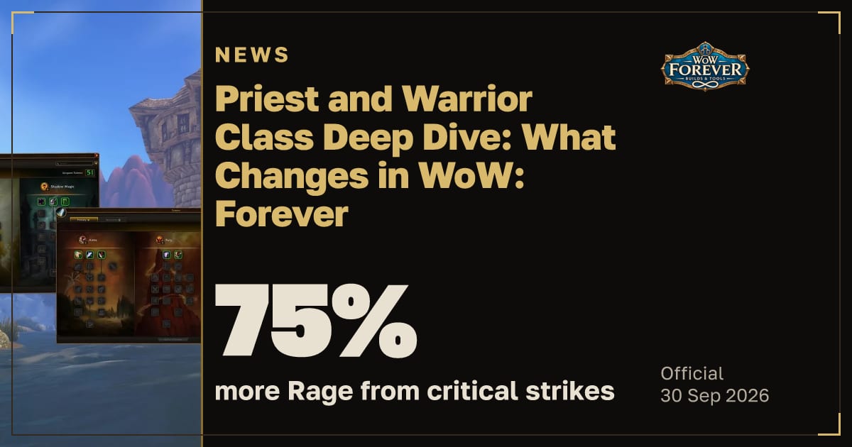 The preview card for Priest and Warrior Class Deep Dive: What Changes in WoW: Forever