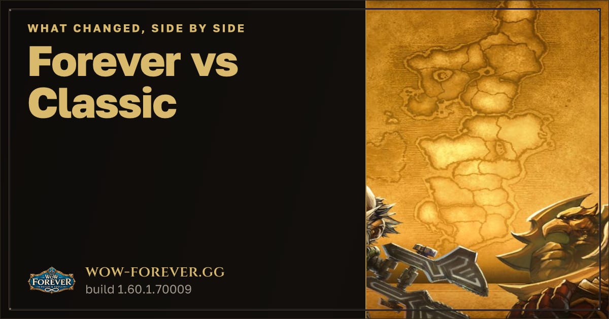 The preview card for WoW Forever vs Classic: what changed