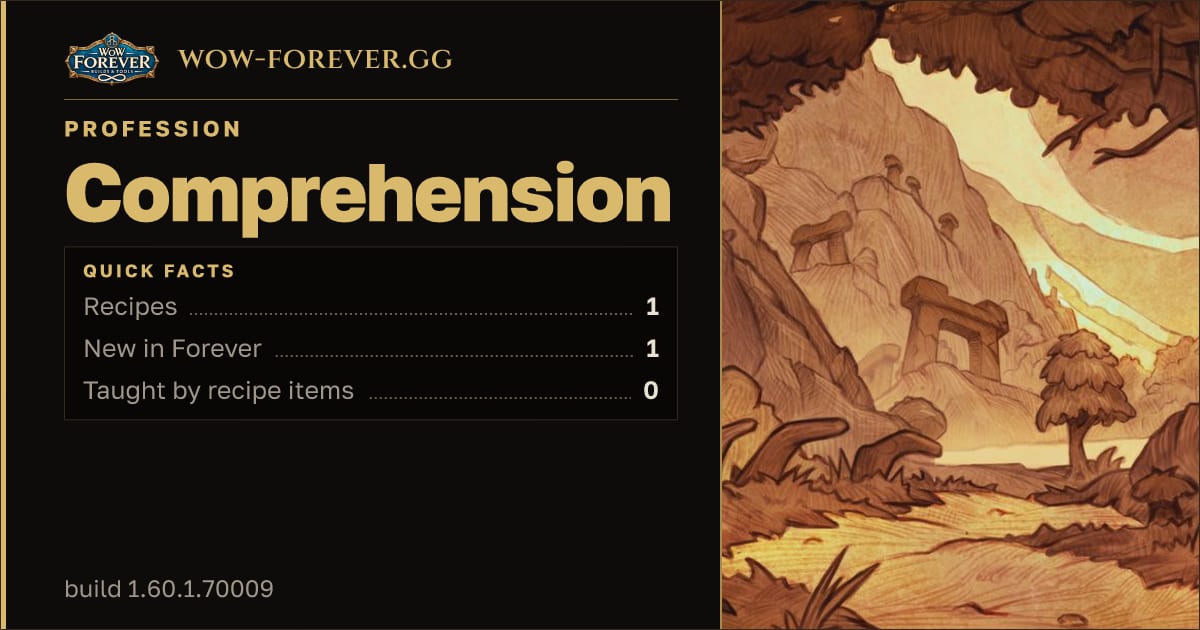 The preview card for Comprehension