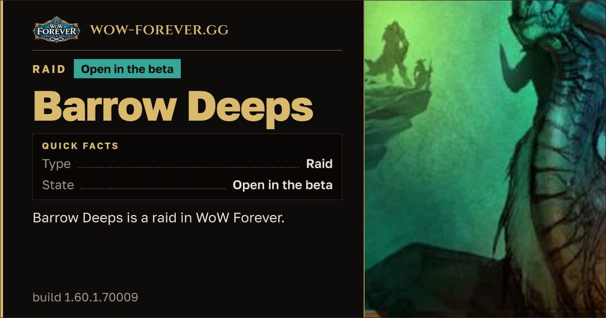 The preview card for Barrow Deeps - WoW Forever Raid