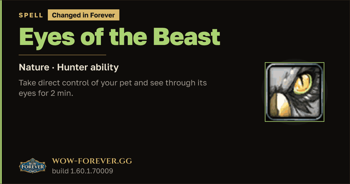 The preview card for Eyes of the Beast - Hunter Spell