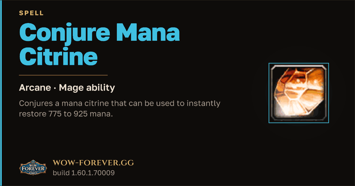 The preview card for Conjure Mana Citrine - Mage Spell