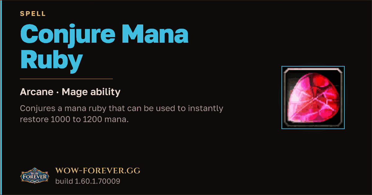 The preview card for Conjure Mana Ruby - Mage Spell