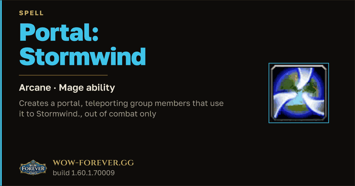 The preview card for Portal: Stormwind - Mage Spell