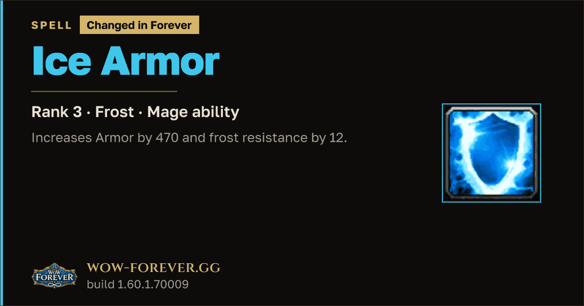 The preview card for Ice Armor (Rank 3) - Mage Spell