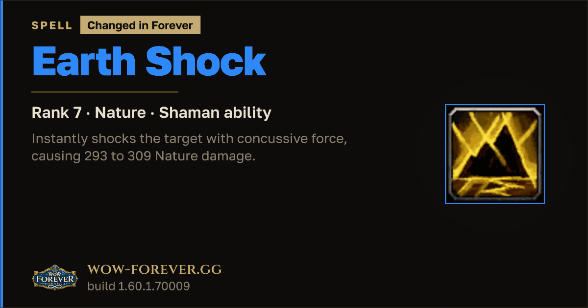 The preview card for Earth Shock (Rank 7) - Shaman Spell