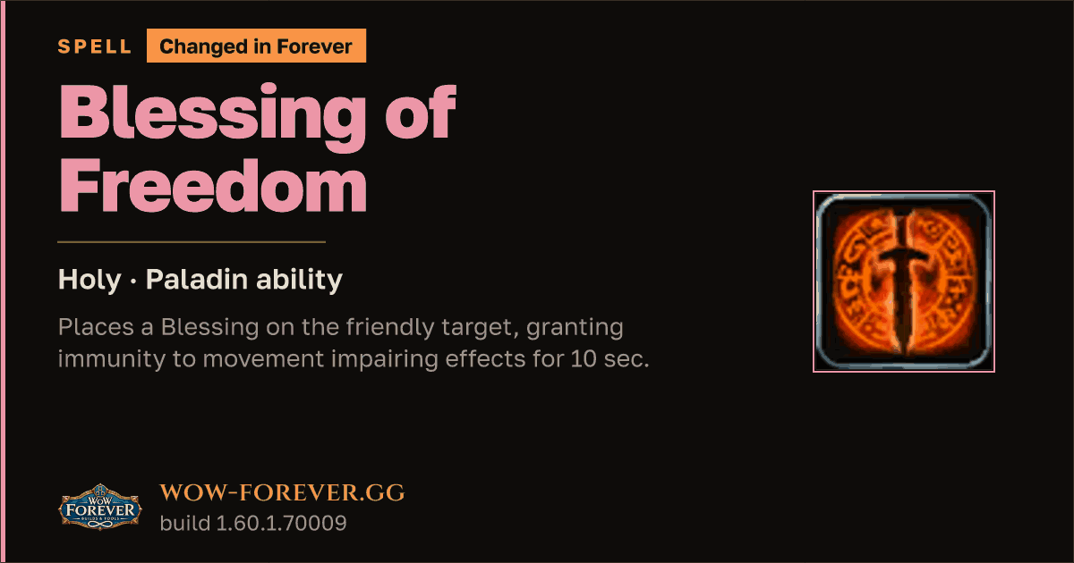 The preview card for Blessing of Freedom - Paladin Spell