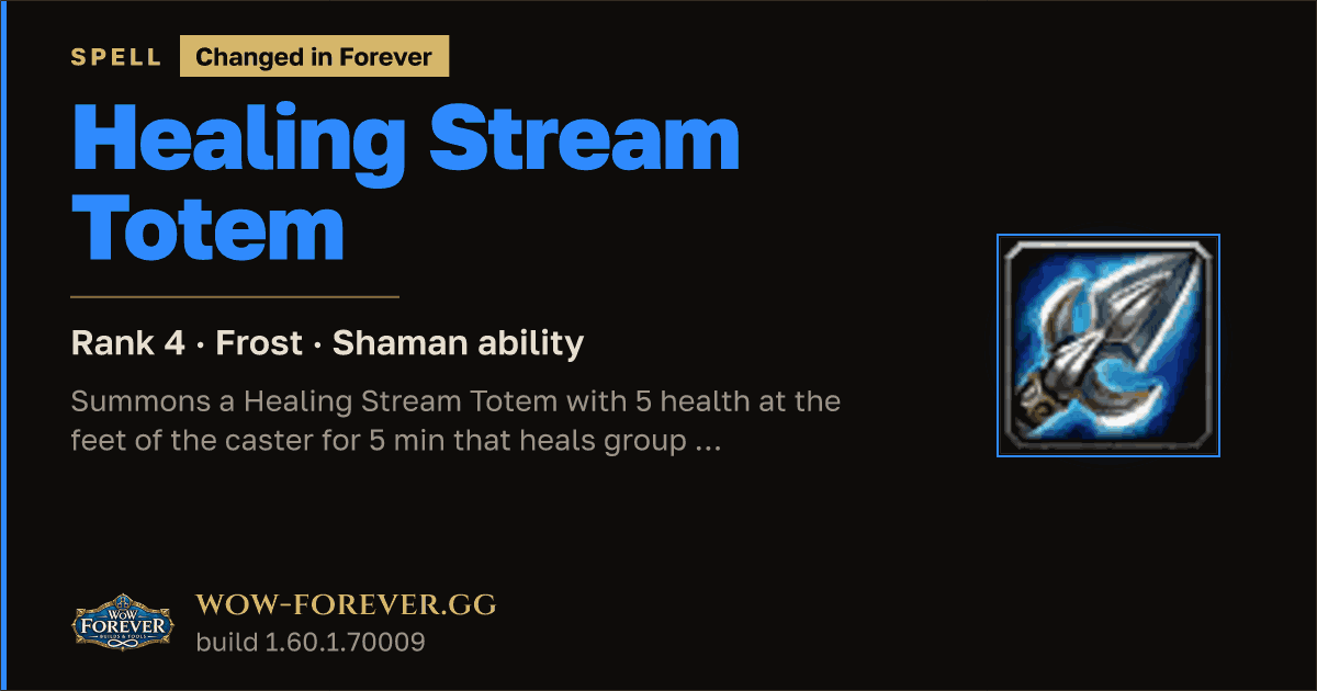 The preview card for Healing Stream Totem (Rank 4) - Shaman Spell