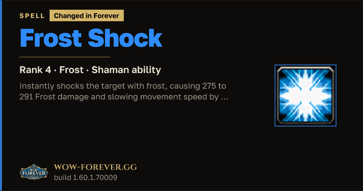 The preview card for Frost Shock (Rank 4) - Shaman Spell