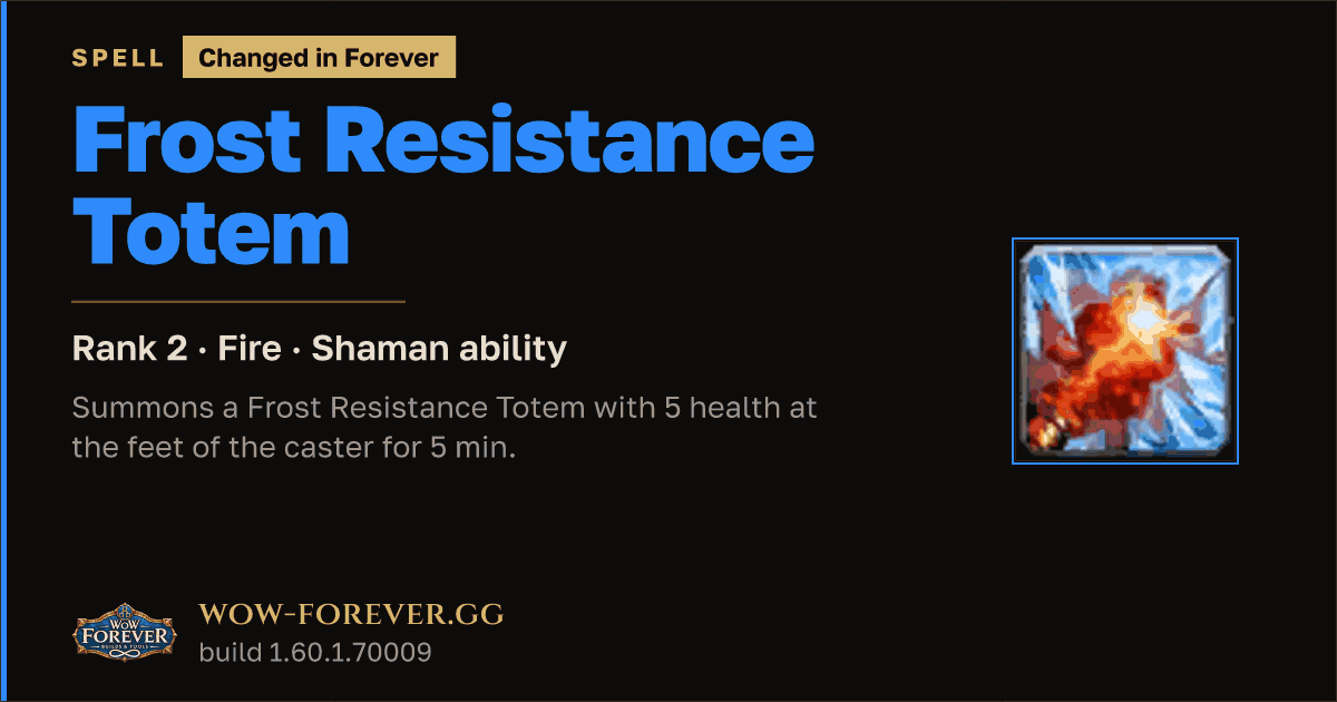 The preview card for Frost Resistance Totem (Rank 2) - Shaman Spell