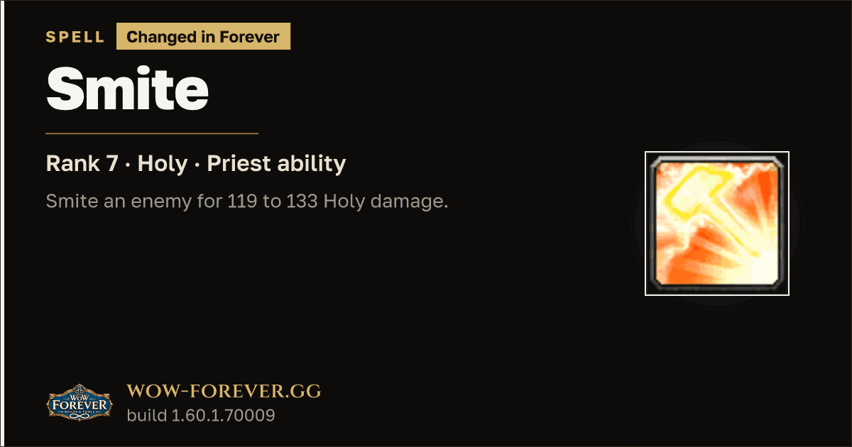 The preview card for Smite (Rank 7) - Priest Spell