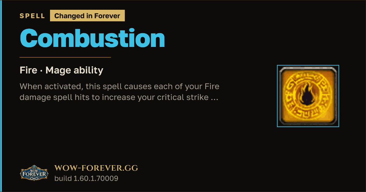 The preview card for Combustion - Mage Talent
