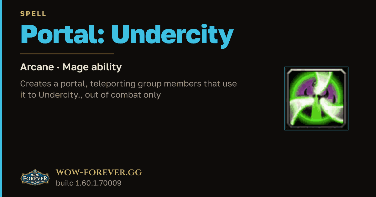 The preview card for Portal: Undercity - Mage Spell