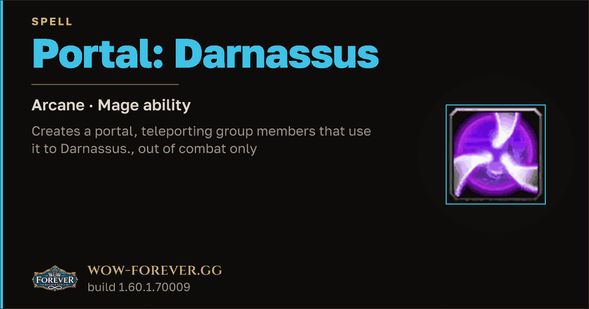 The preview card for Portal: Darnassus - Mage Spell