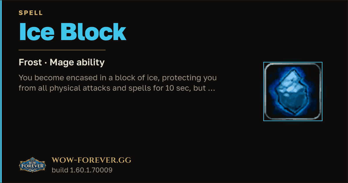 The preview card for Ice Block - Mage Talent