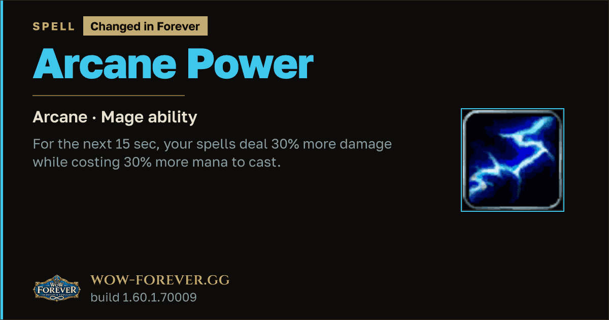 The preview card for Arcane Power - Mage Talent