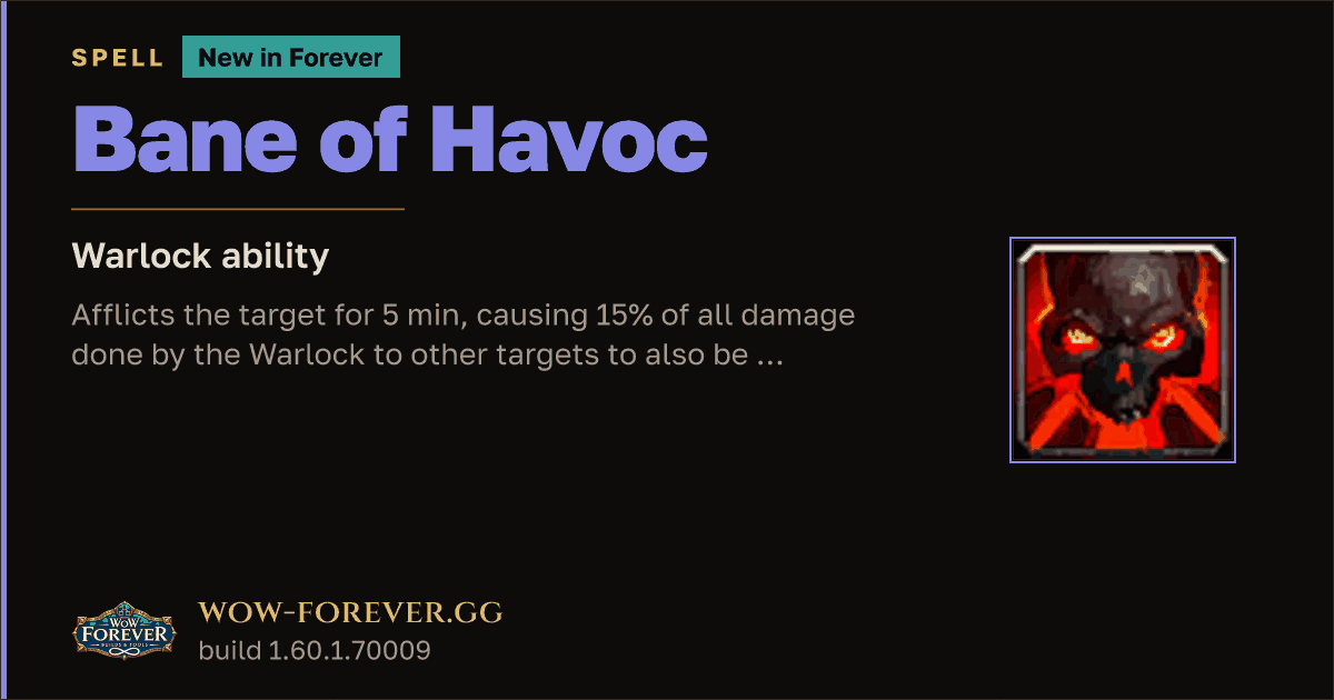 The preview card for Bane of Havoc - Warlock Talent