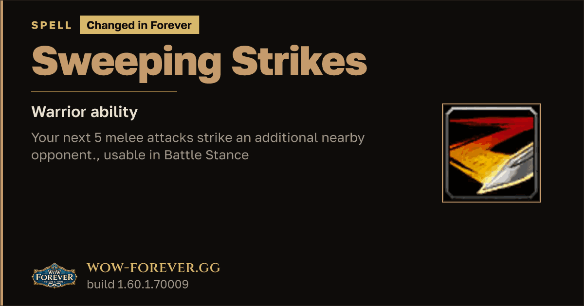 The preview card for Sweeping Strikes - Warrior Talent
