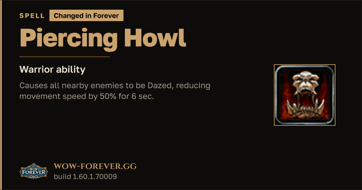 The preview card for Piercing Howl - Warrior Talent