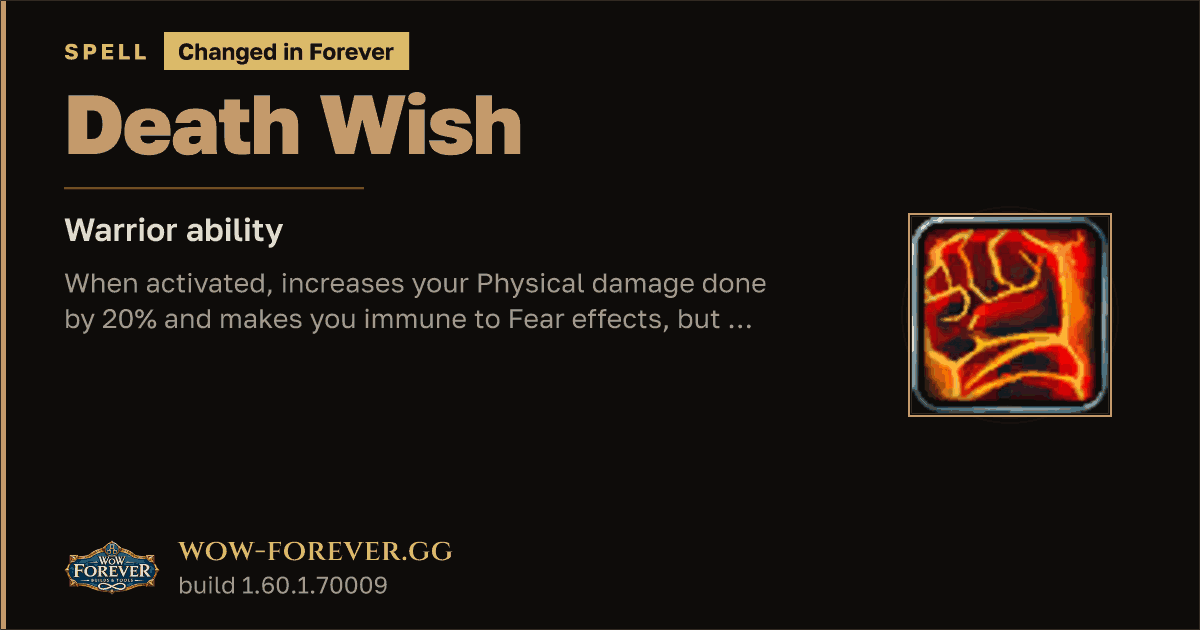 The preview card for Death Wish - Warrior Talent