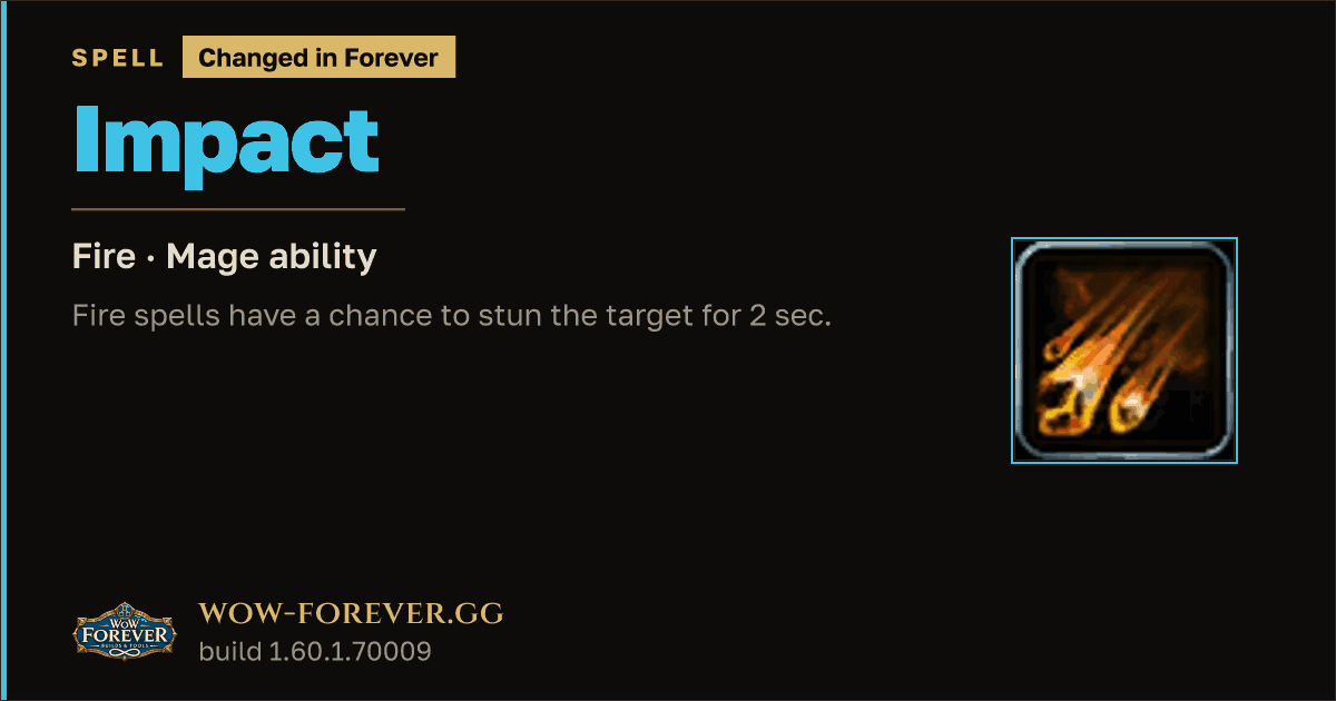The preview card for Impact - Mage Spell