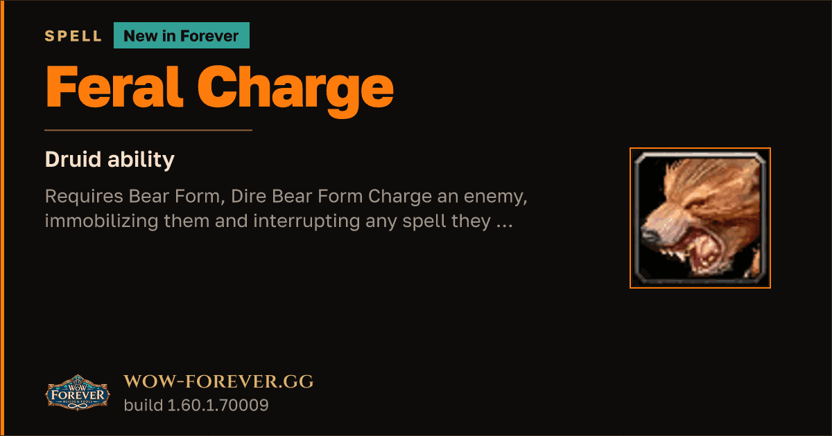 The preview card for Feral Charge - Druid Talent