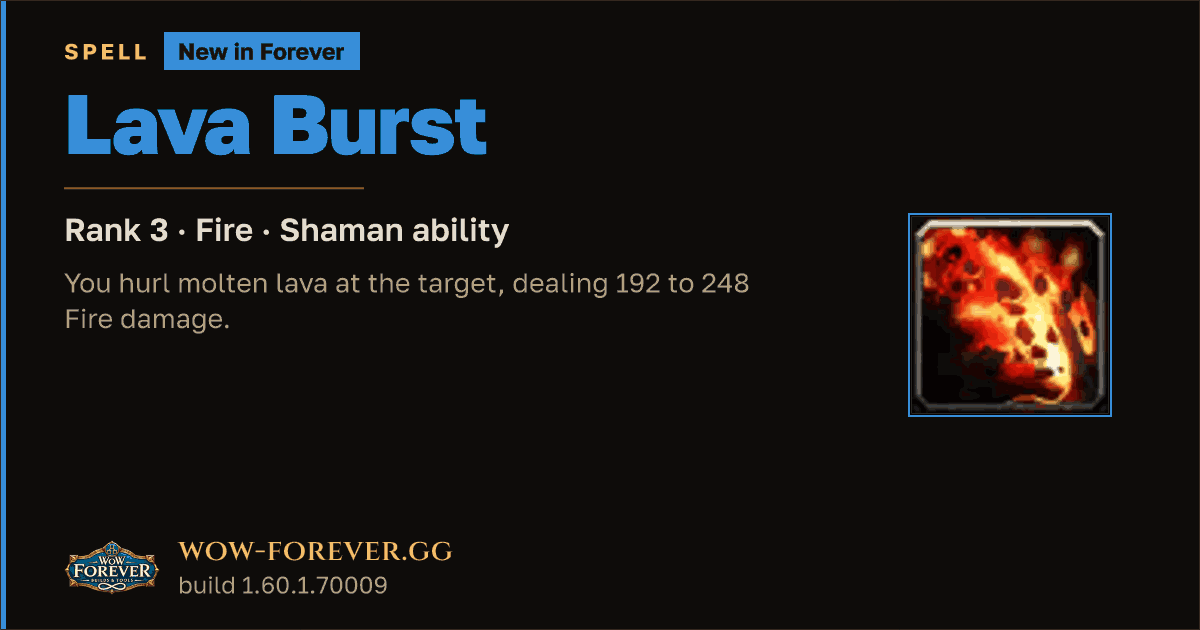 The preview card for Lava Burst (Rank 3) - Shaman Spell