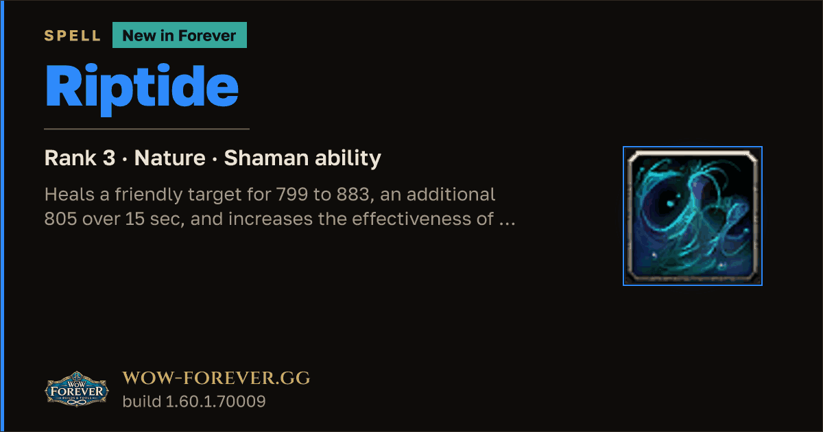The preview card for Riptide (Rank 3) - Shaman Spell